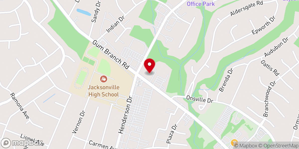 Map showing location of Northwoods United Methodist Church