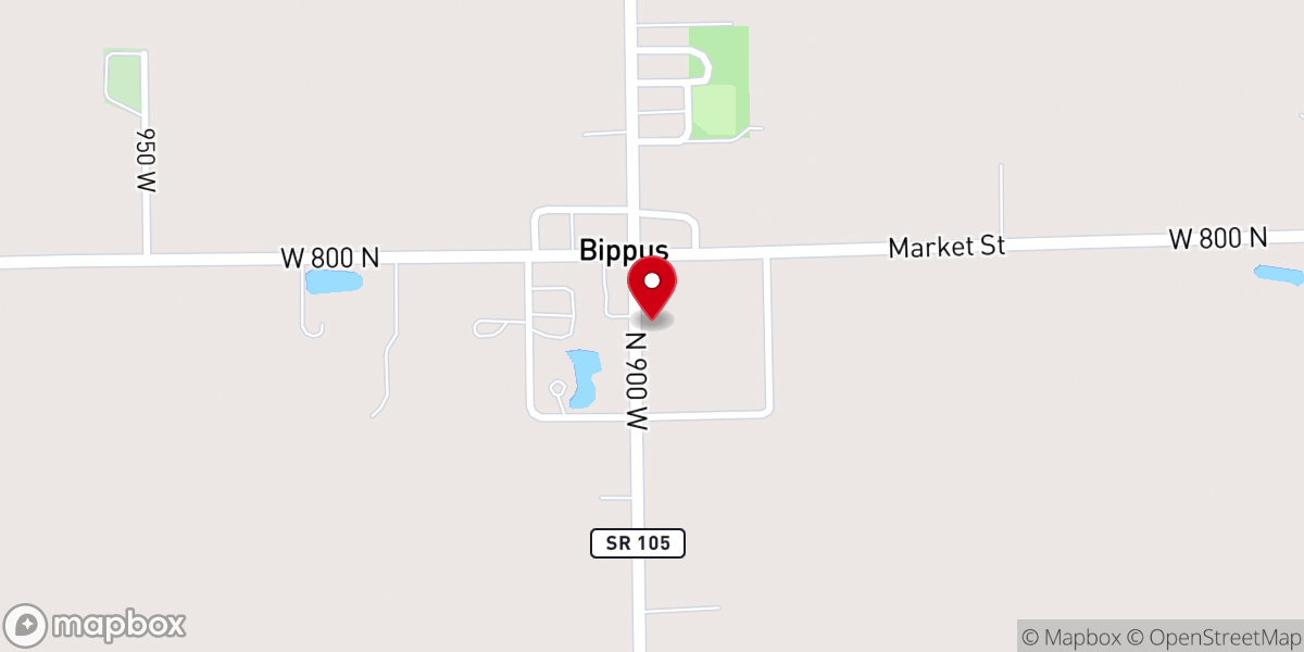 Map showing location of Bippus Calvary Christian Church