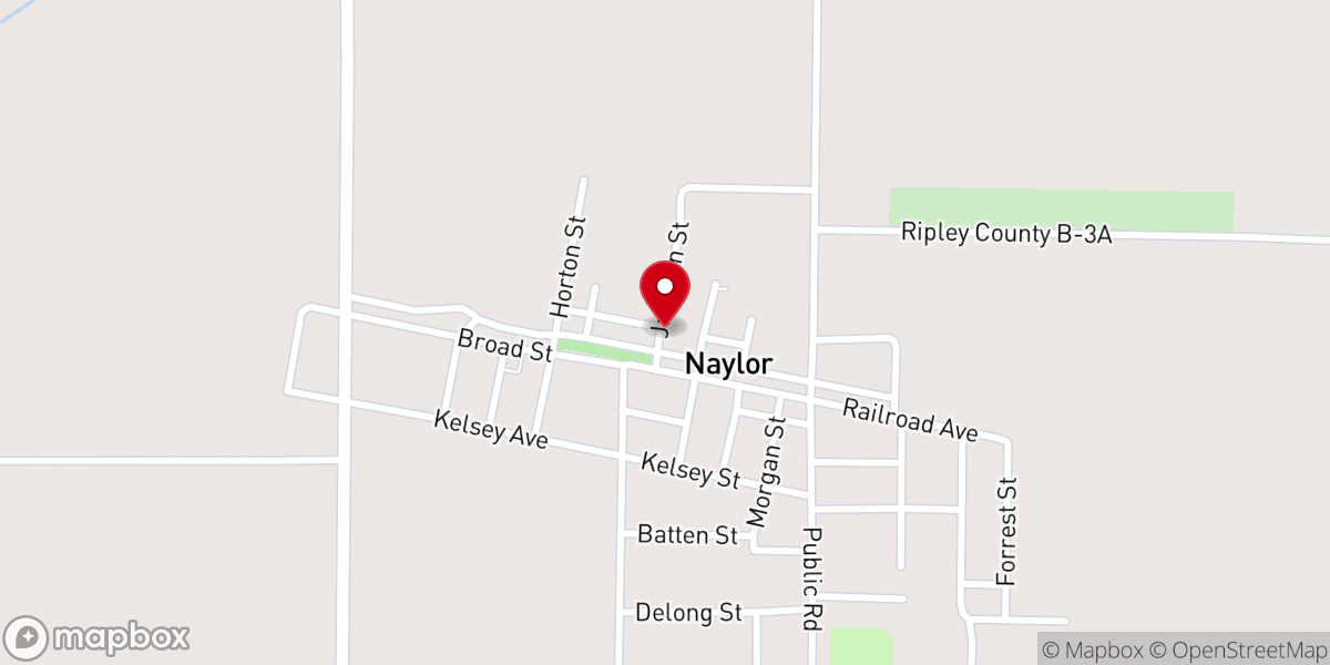 Map showing location of Naylor City Hall
