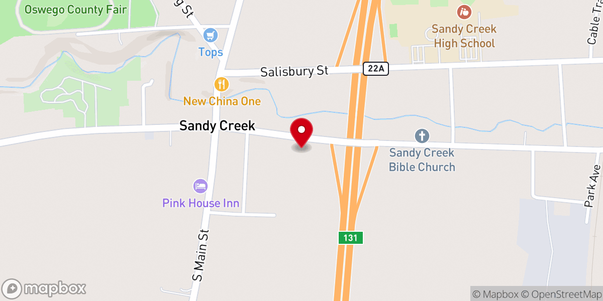 Map showing location of Sandy Creek United Methodist Church