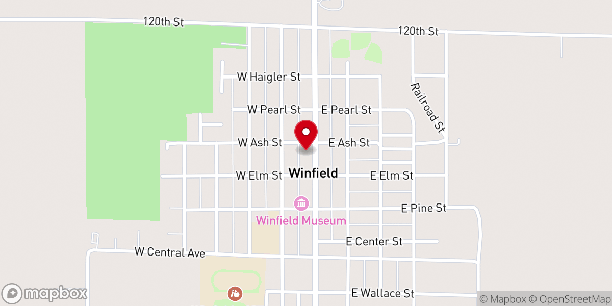 Map showing location of Winfield City Hall