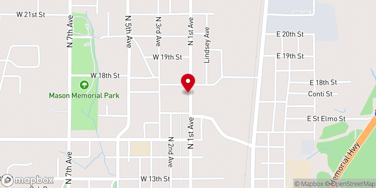 Map showing location of Eastside Assembly of God Church