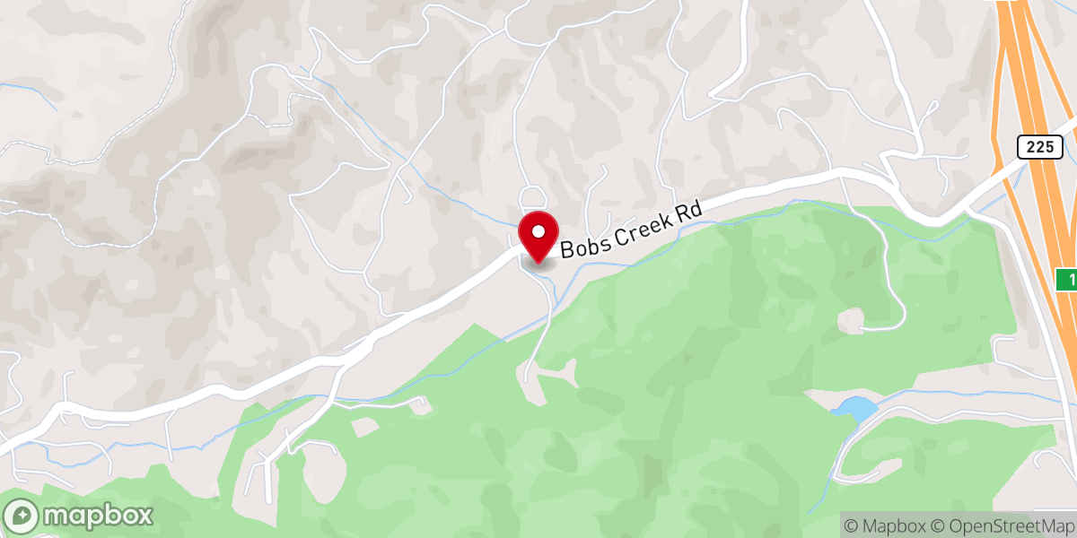Map showing location of Bobs Creek Church