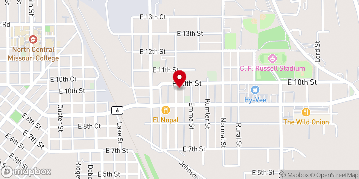 Map showing location of Tenth Street Baptist Church