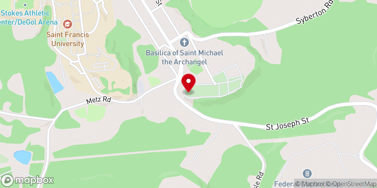 Map showing location of Prince Gallitzin Chapel House