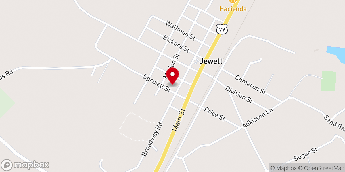 Map showing location of Jewett United Methodist Church