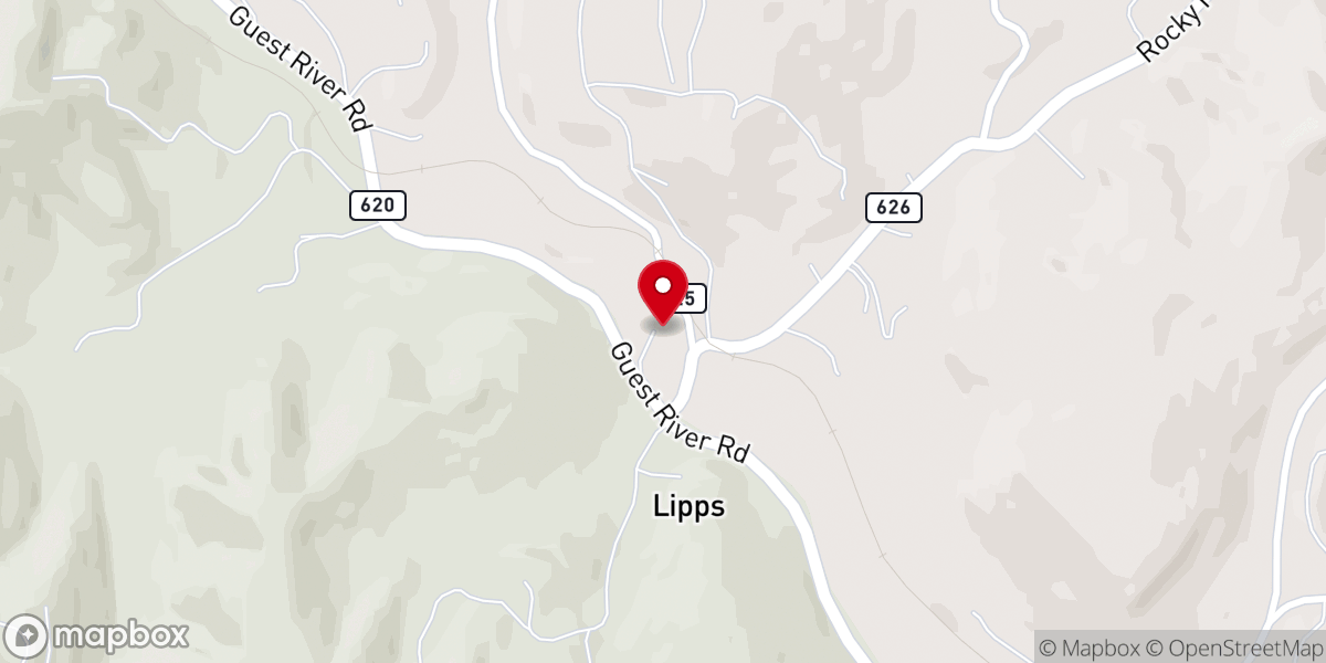 Map showing location of Hopkins Chapel Freewill Baptist Church