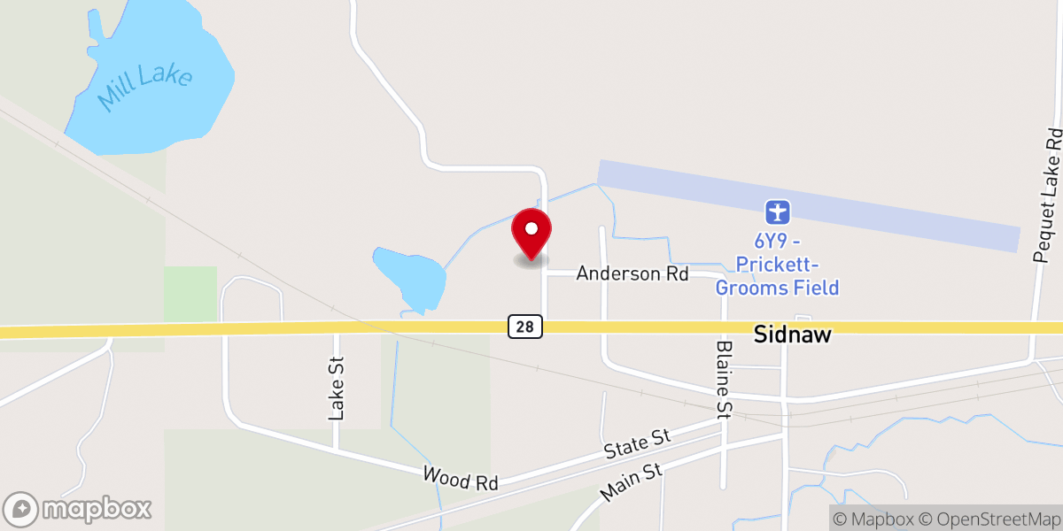 Map showing location of Sidnaw United Methodist Church