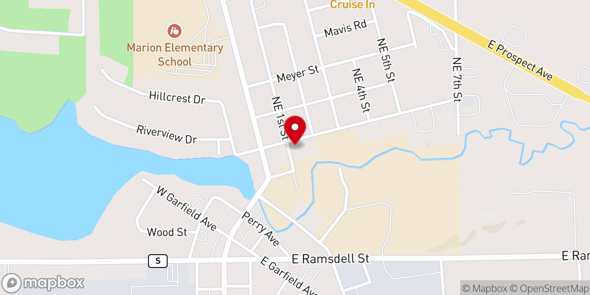 Map showing location of United Methodist Church