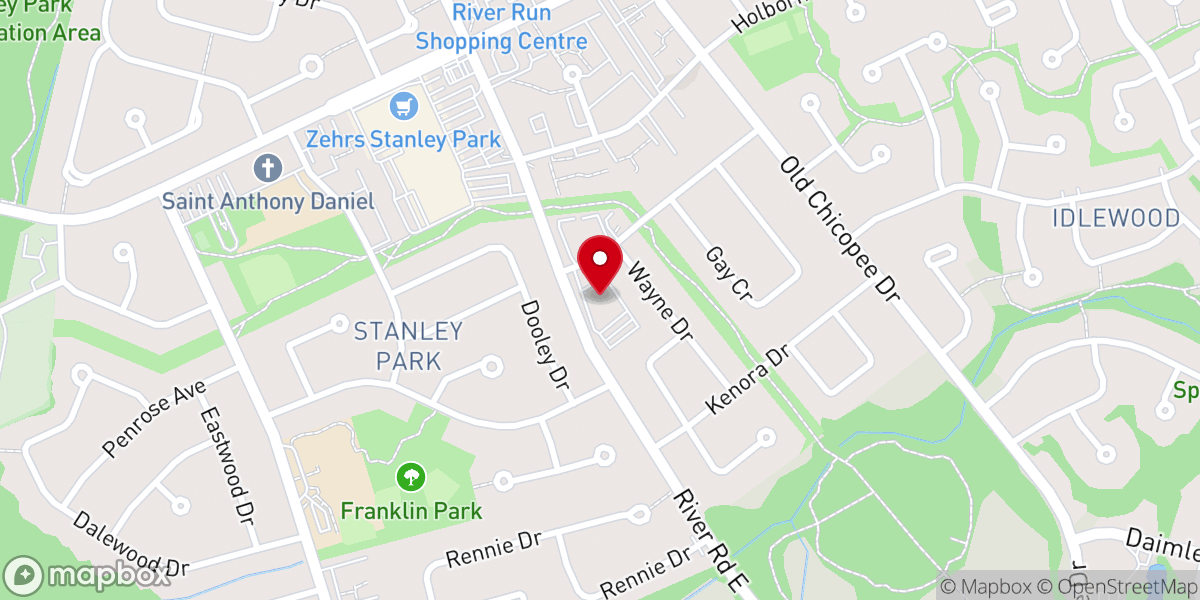Map showing location of Calvary Kitchener