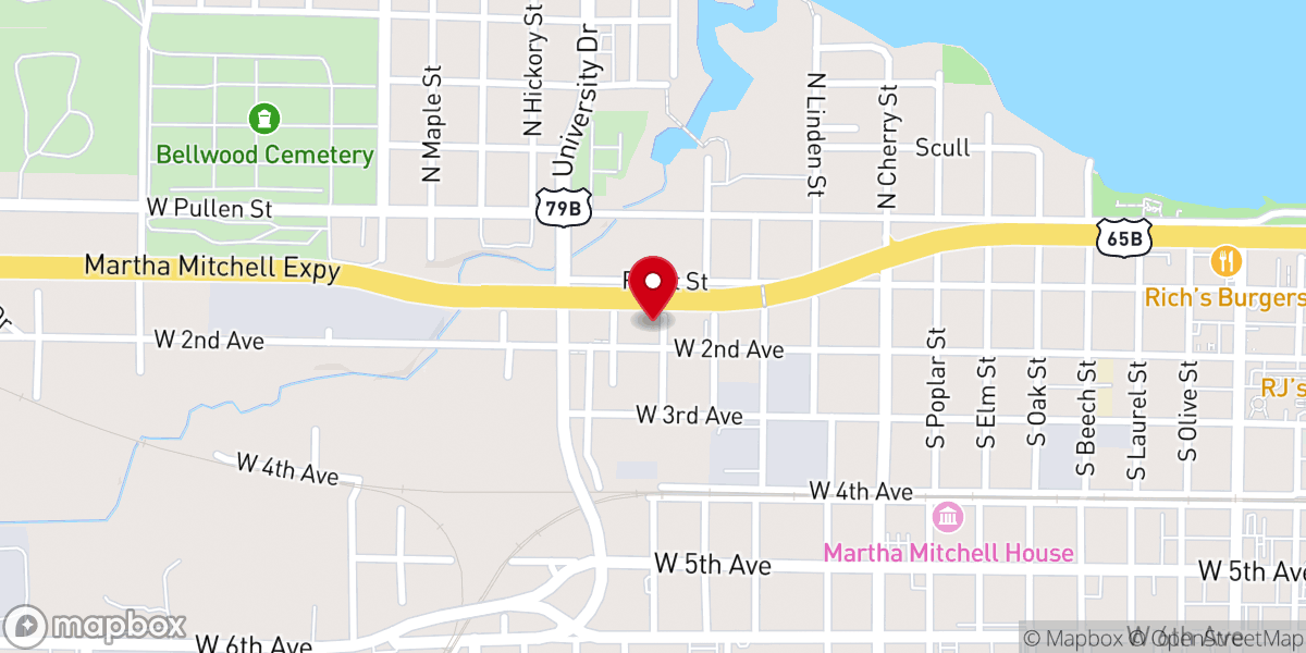 Map showing location of Calvary Baptist Church