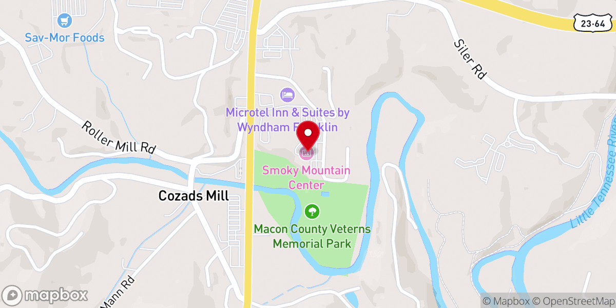 Map showing location of Smoky Mountain Center for the Performing Arts