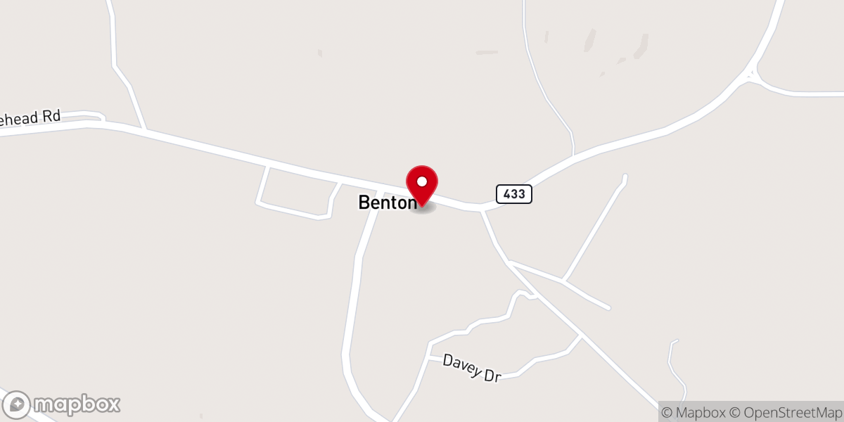 Map showing location of Benton United Methodist Church