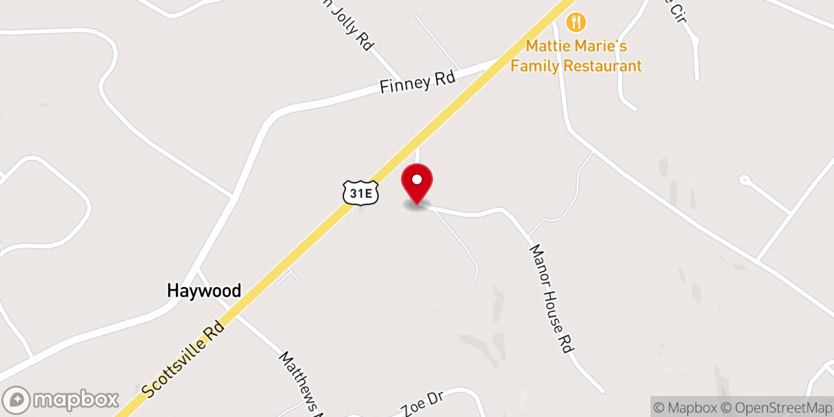 Map showing location of Oak Grove Baptist Church