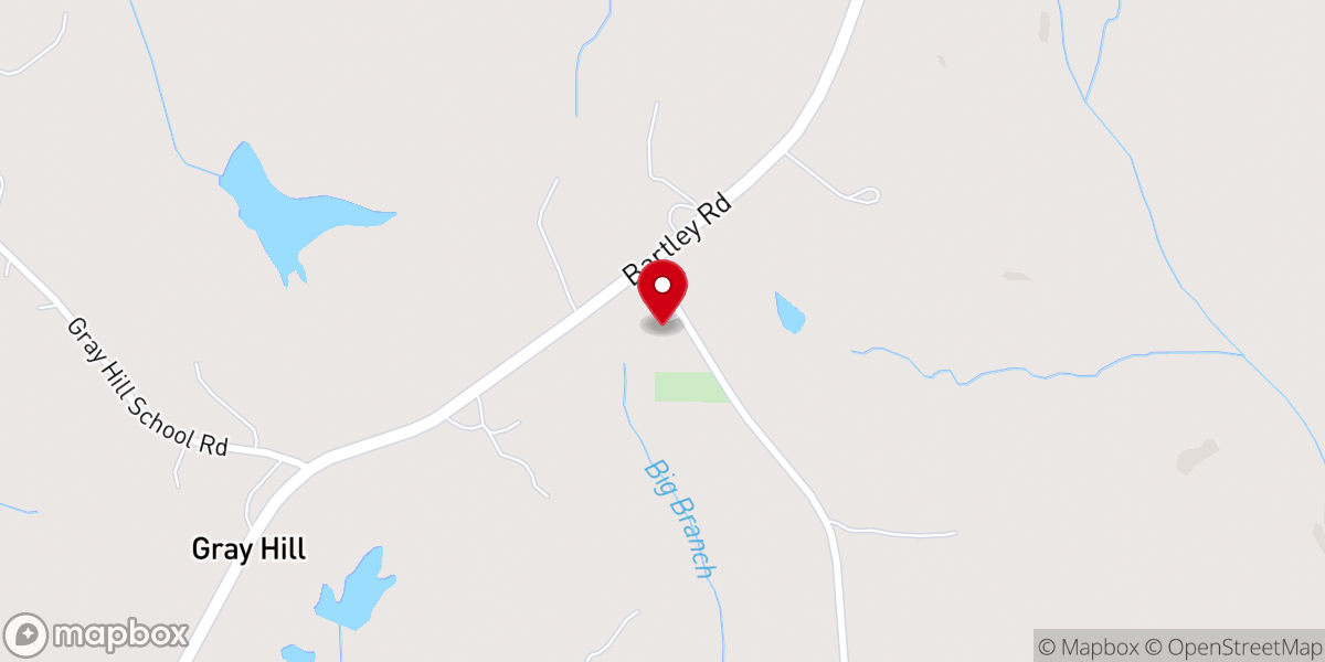 Map showing location of Gray Hill Baptist Church