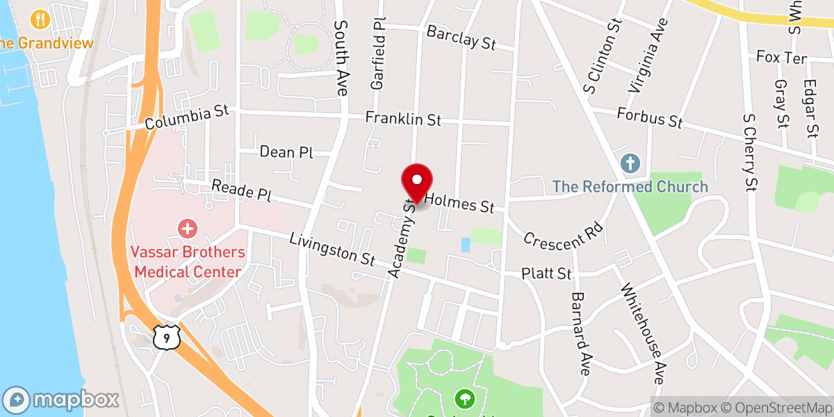 Map showing location of Tabernacle Baptist Church