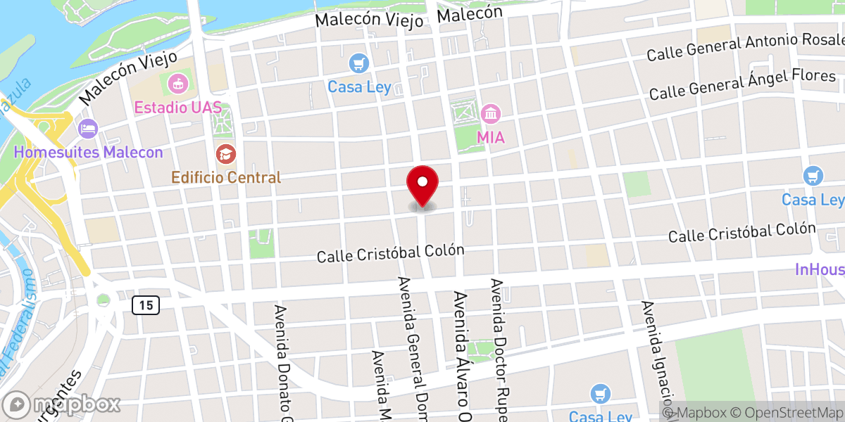 Map showing location of Primera Iglesia Bautista Eden de Culiacán