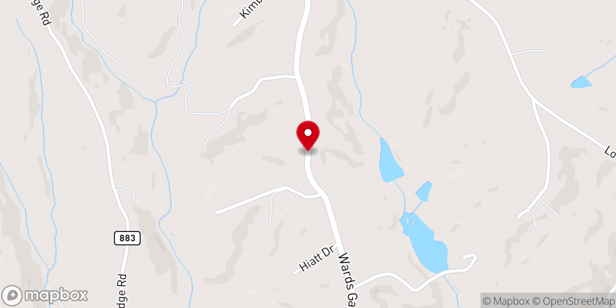 Map showing location of Wards Gap Church