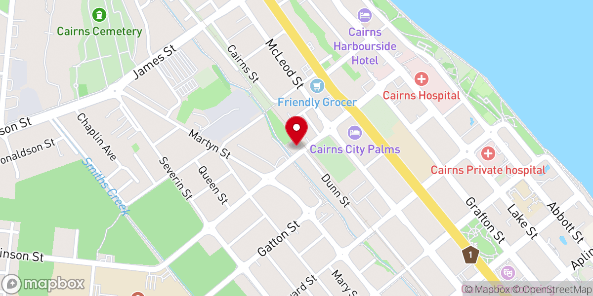 Map showing location of Cairns Korean Full Gospel Church 케언즈 한인 순복음 교회