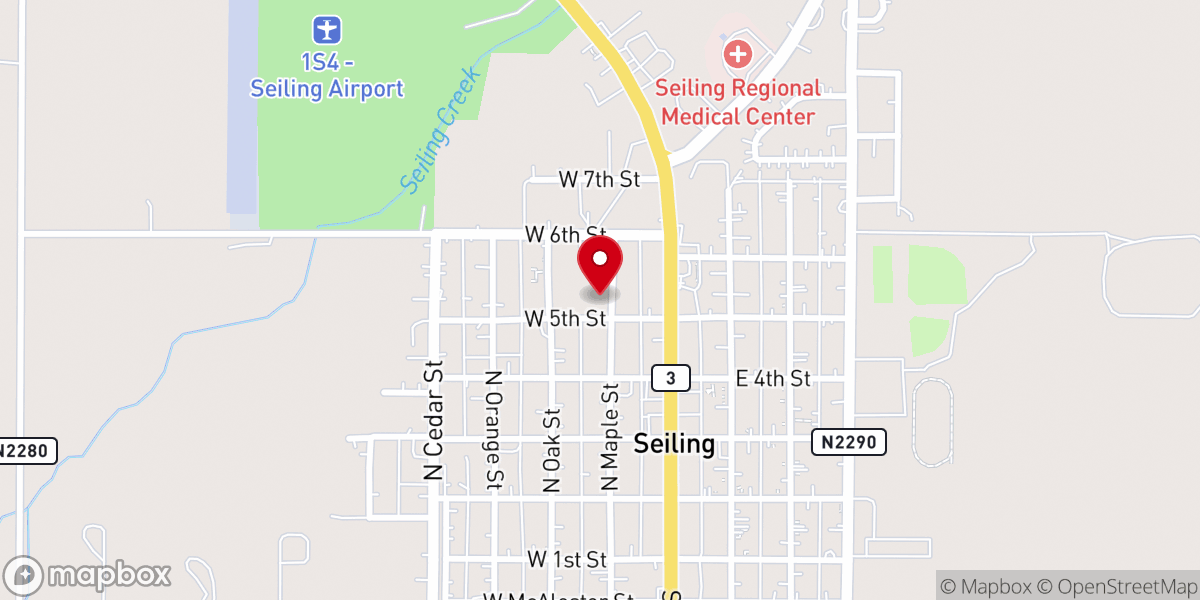 Map showing location of Assembly of God Church