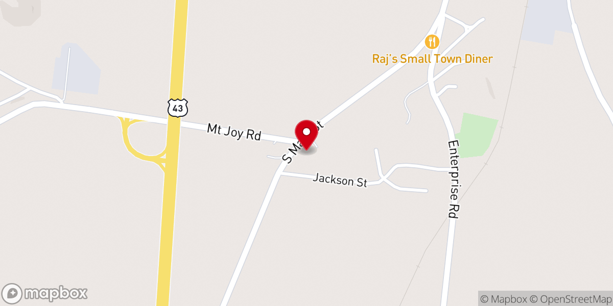 Map showing location of Southside Baptist Church