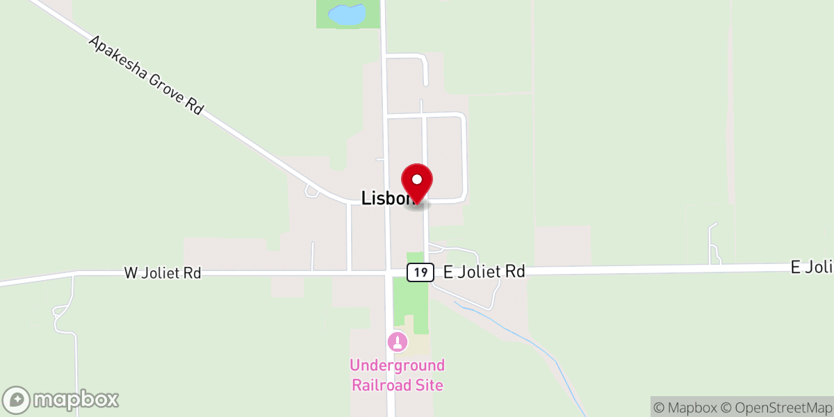 Map showing location of Lisbon Bethlehem Lutheran Church