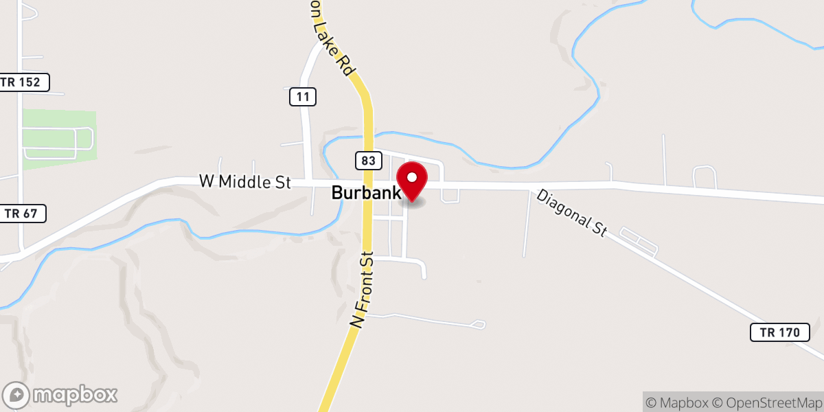 Map showing location of Burbank Community Church of Faith