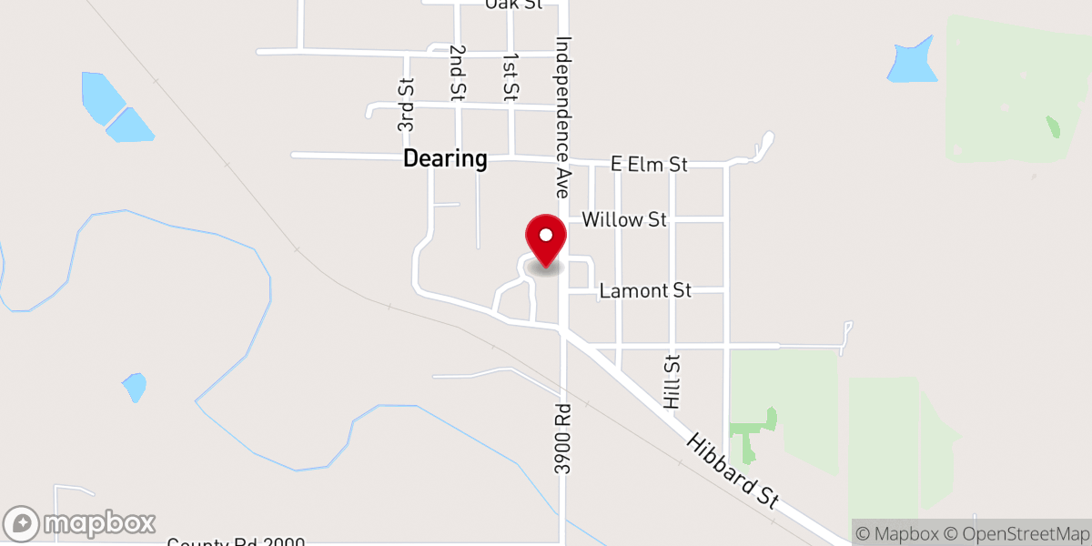 Map showing location of Dearing Christian Church