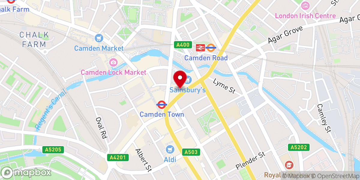 Map showing location of St Michael's Church, Camden Town