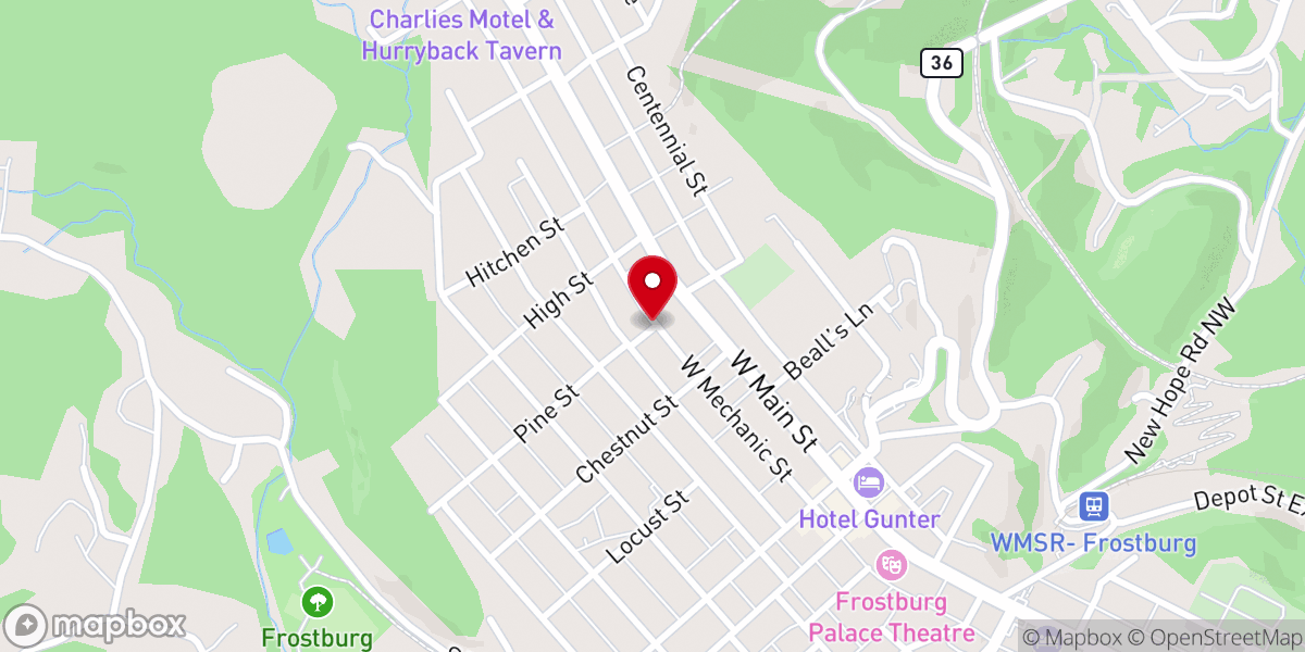 Map showing location of Dickerson AME Church
