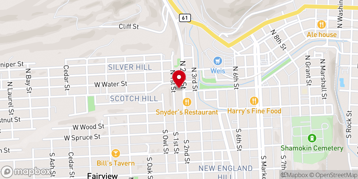 Map showing location of Shamokin Christian & Missionary Alliance Church