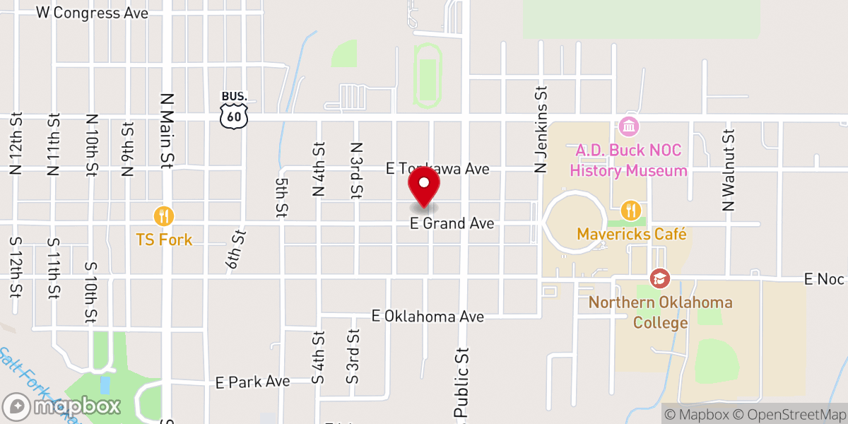 Map showing location of Tonkawa Bible Church