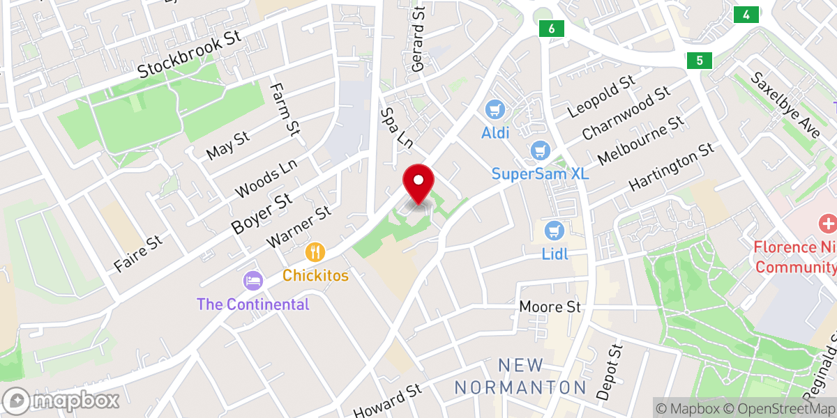 Map showing location of St Joseph's Catholic Church and Convent