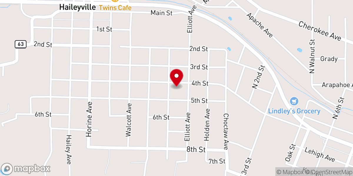 Map showing location of Haileyville Church of Christ