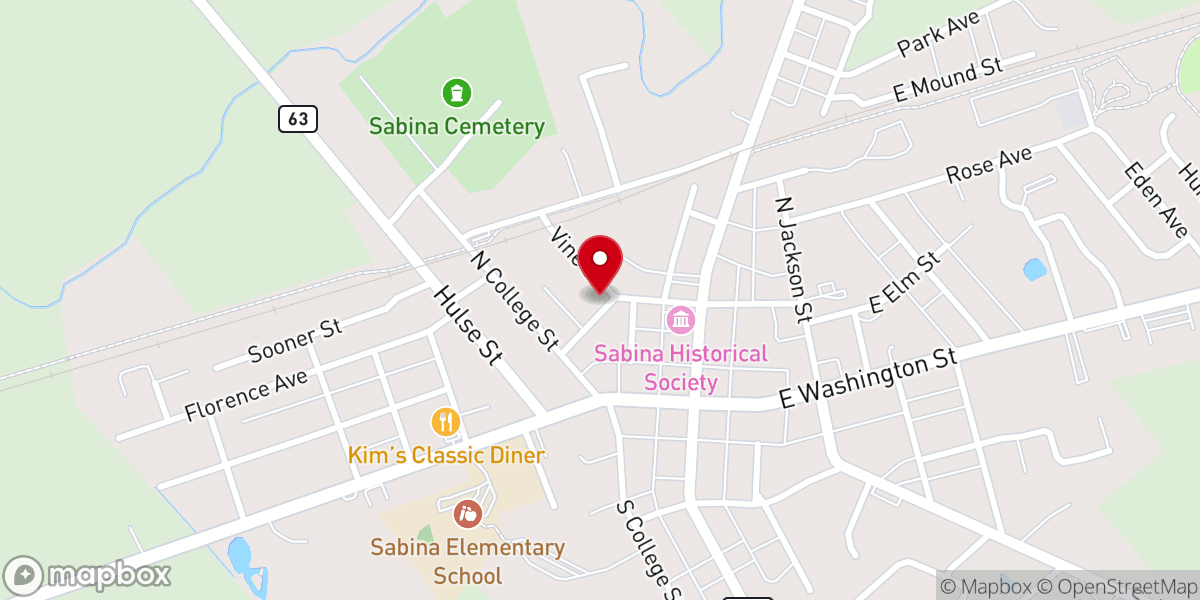 Map showing location of Sabina Friends Church