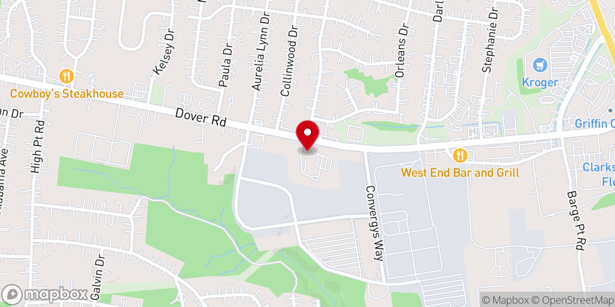 Map showing location of Hillcrest Baptist Church