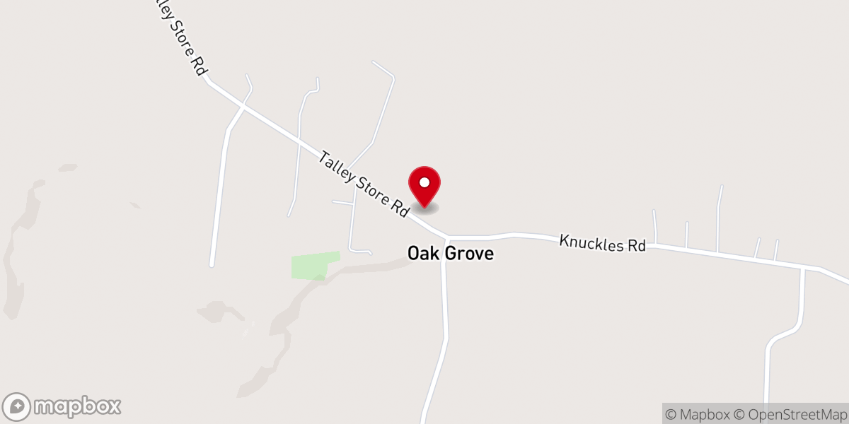 Map showing location of Oak Grove Cumberland Church