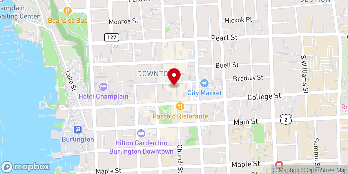 Map showing location of Frog Hollow Vermont State Craft Center