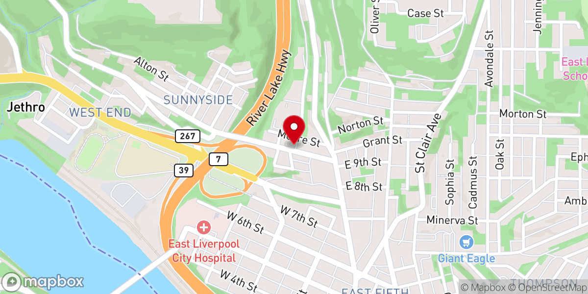Map showing location of Sheridan AME Church
