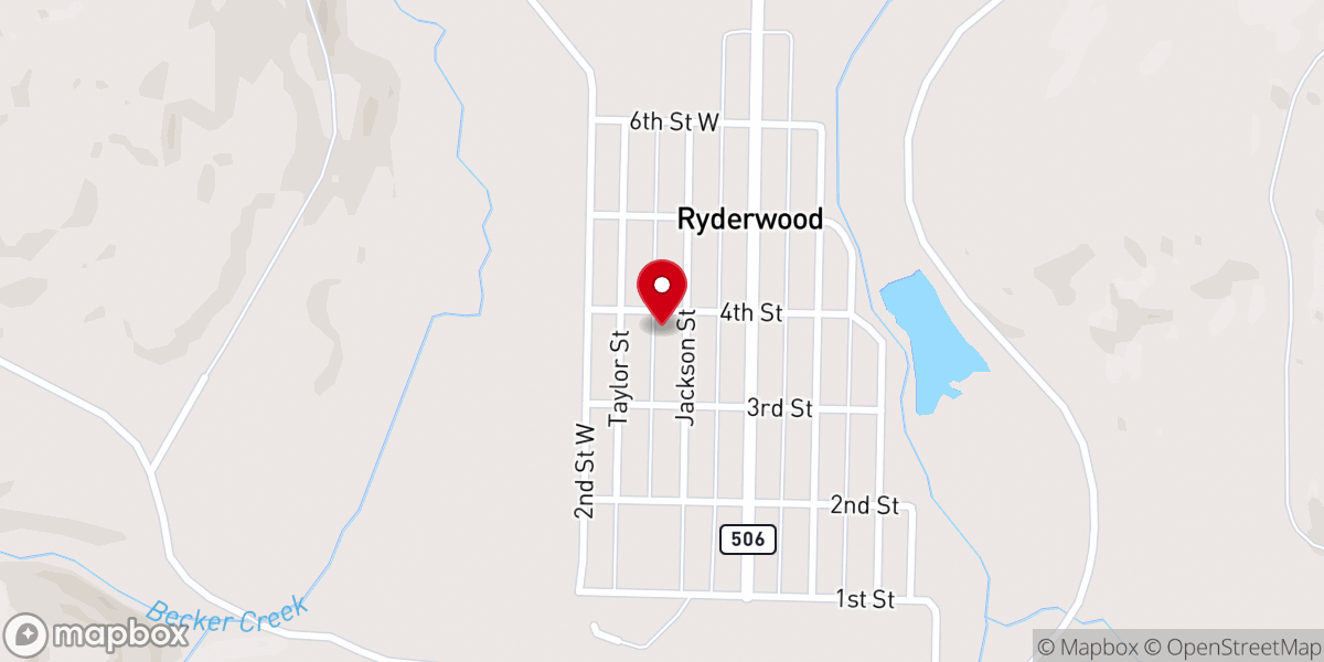 Map showing location of Ryderwood Community Church