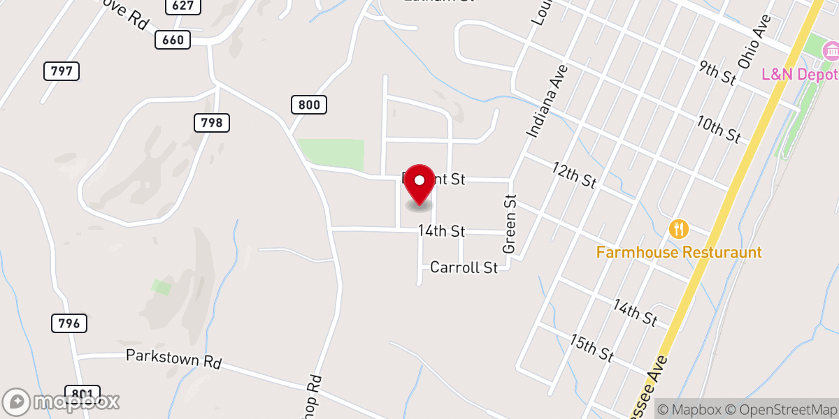 Map showing location of Brookhill Baptist Church