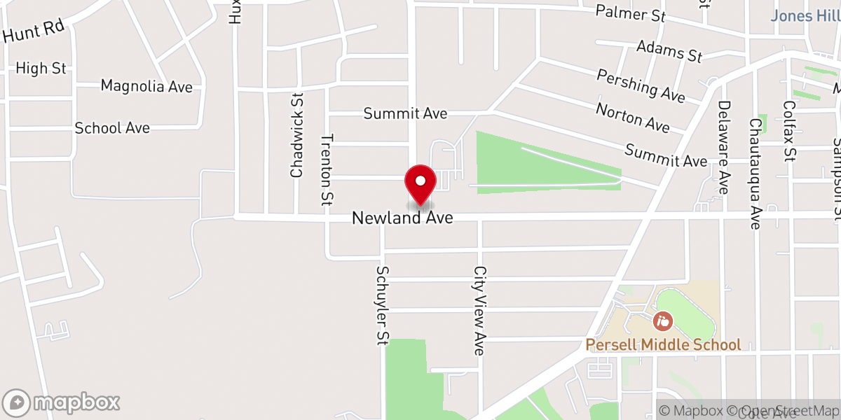 Map showing location of Oak Hill Church