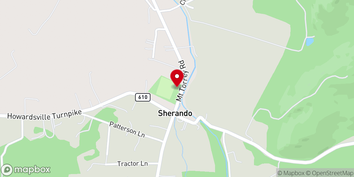 Map showing location of Sherando Ruritan Community Center
