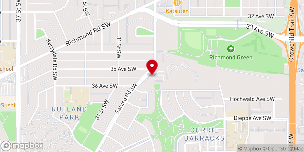 Map showing location of Calgary Grace Lutheran Church