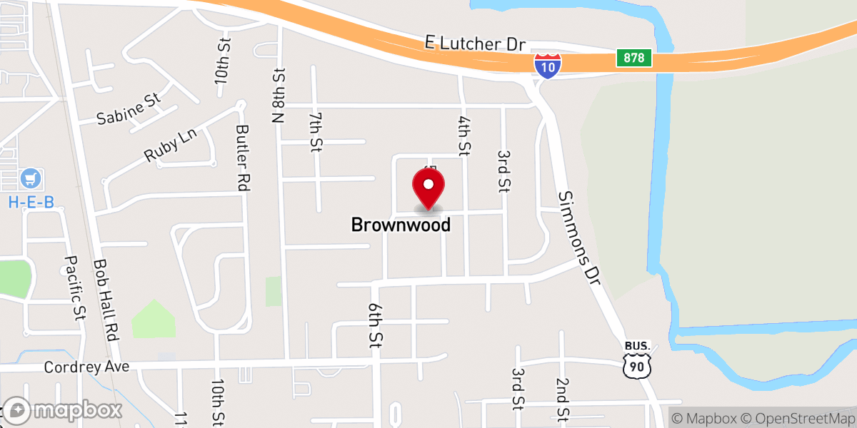 Map showing location of Brownwood Baptist Church
