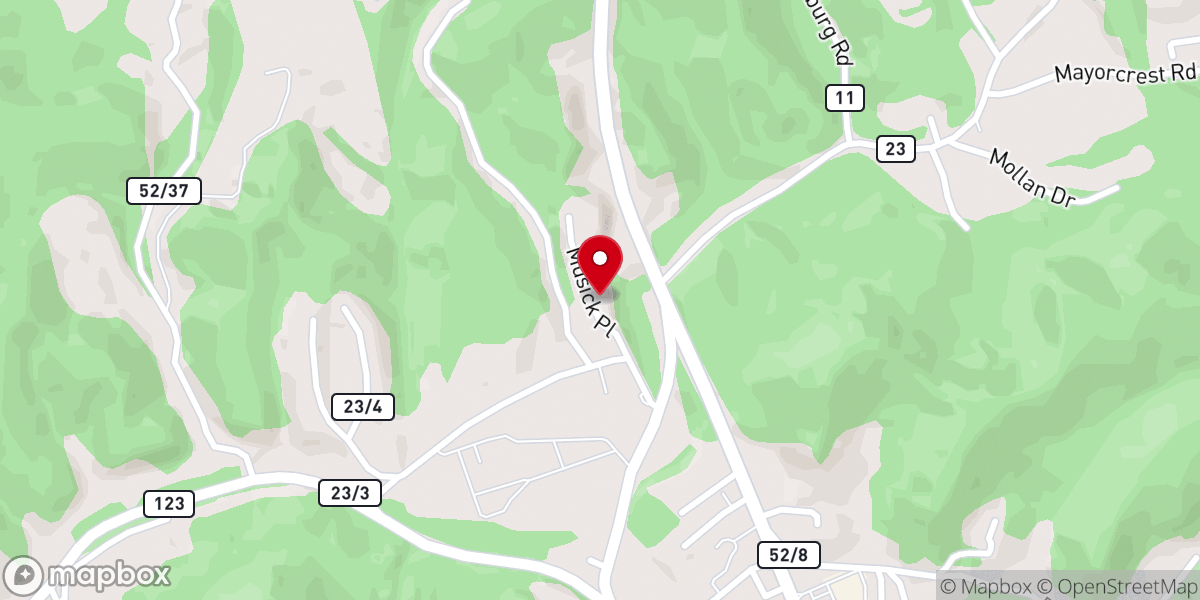 Map showing location of Brushfork United Methodist Church