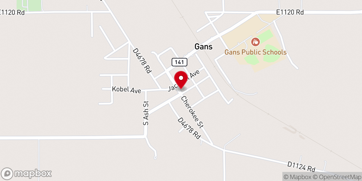 Map showing location of Gans Church of Christ