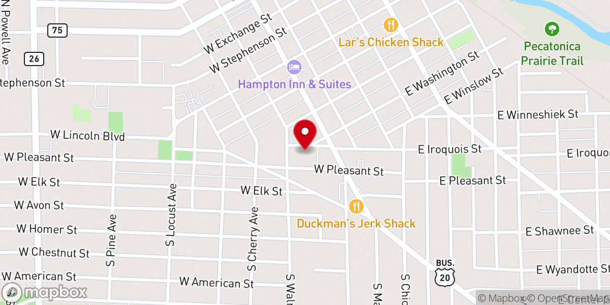 Map showing location of St. Joseph Catholic Church