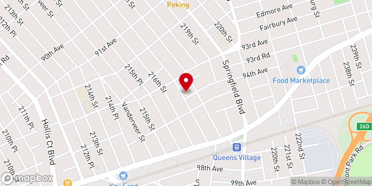 Map showing location of Queens Baptist Church