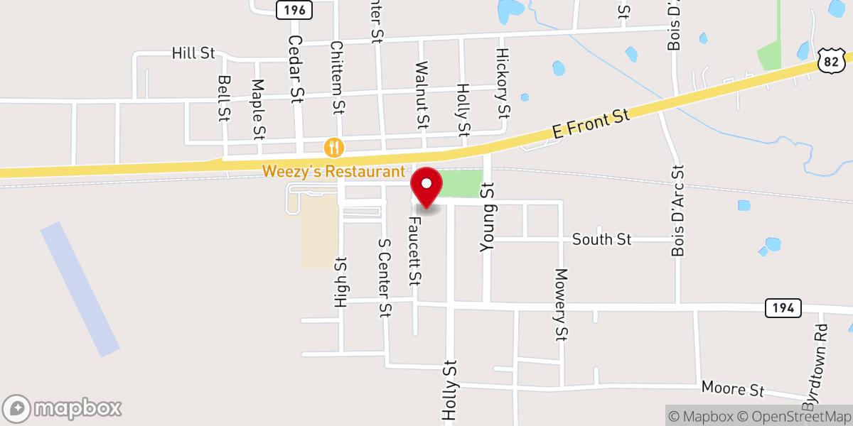 Map showing location of Blossom United Methodist Church